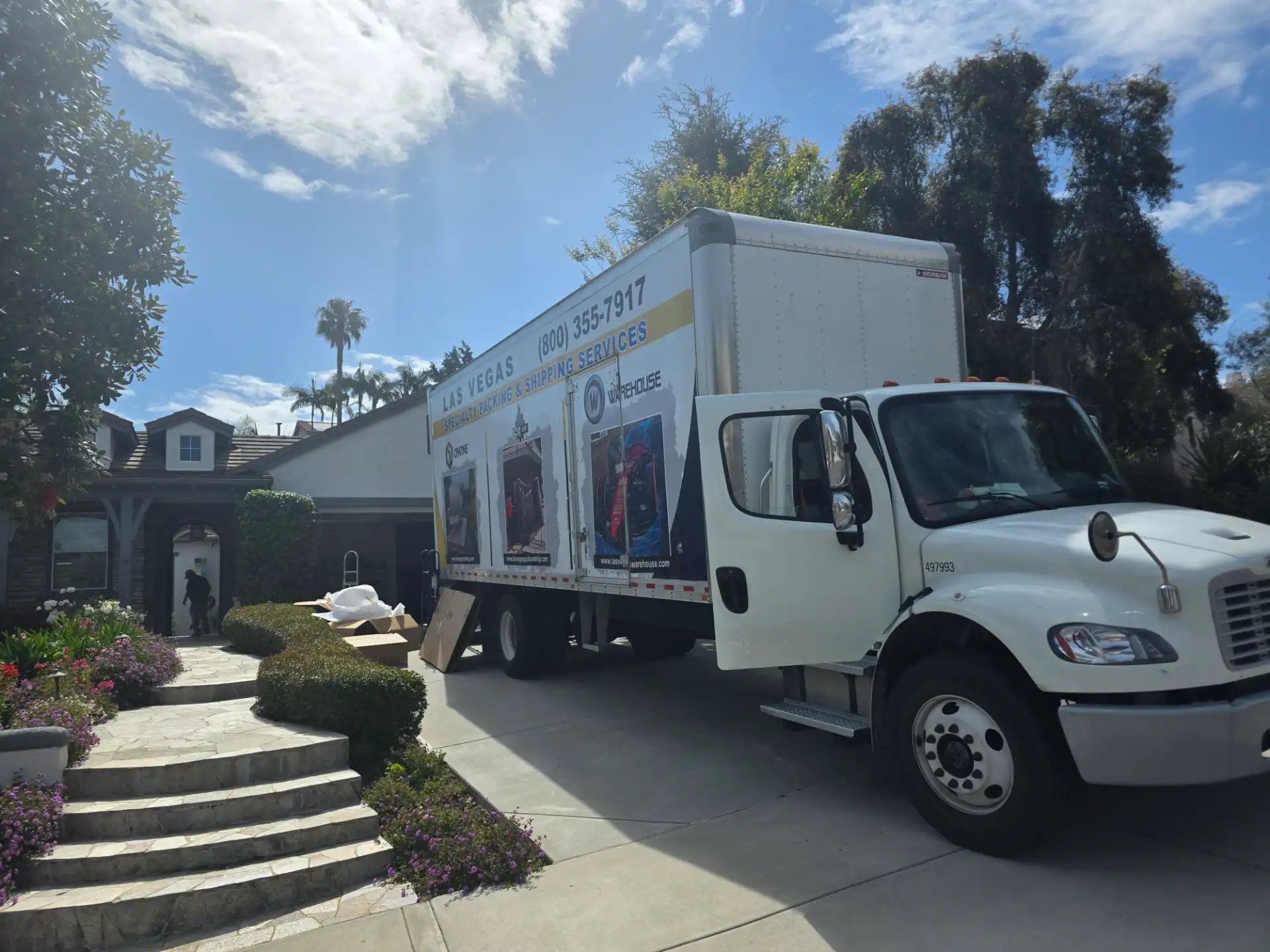 Las Vegas Pack and Ship truck on a residential delivery